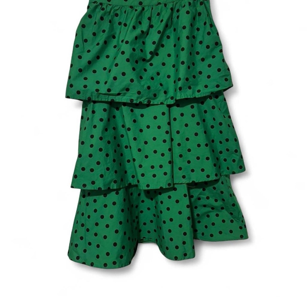 green polka dot tiered midi skirt cottagecore - Picture 2 of 5